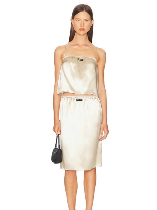 Miu Miu Dresses & Skirts - Cream Satin Camisole and Skirt Set